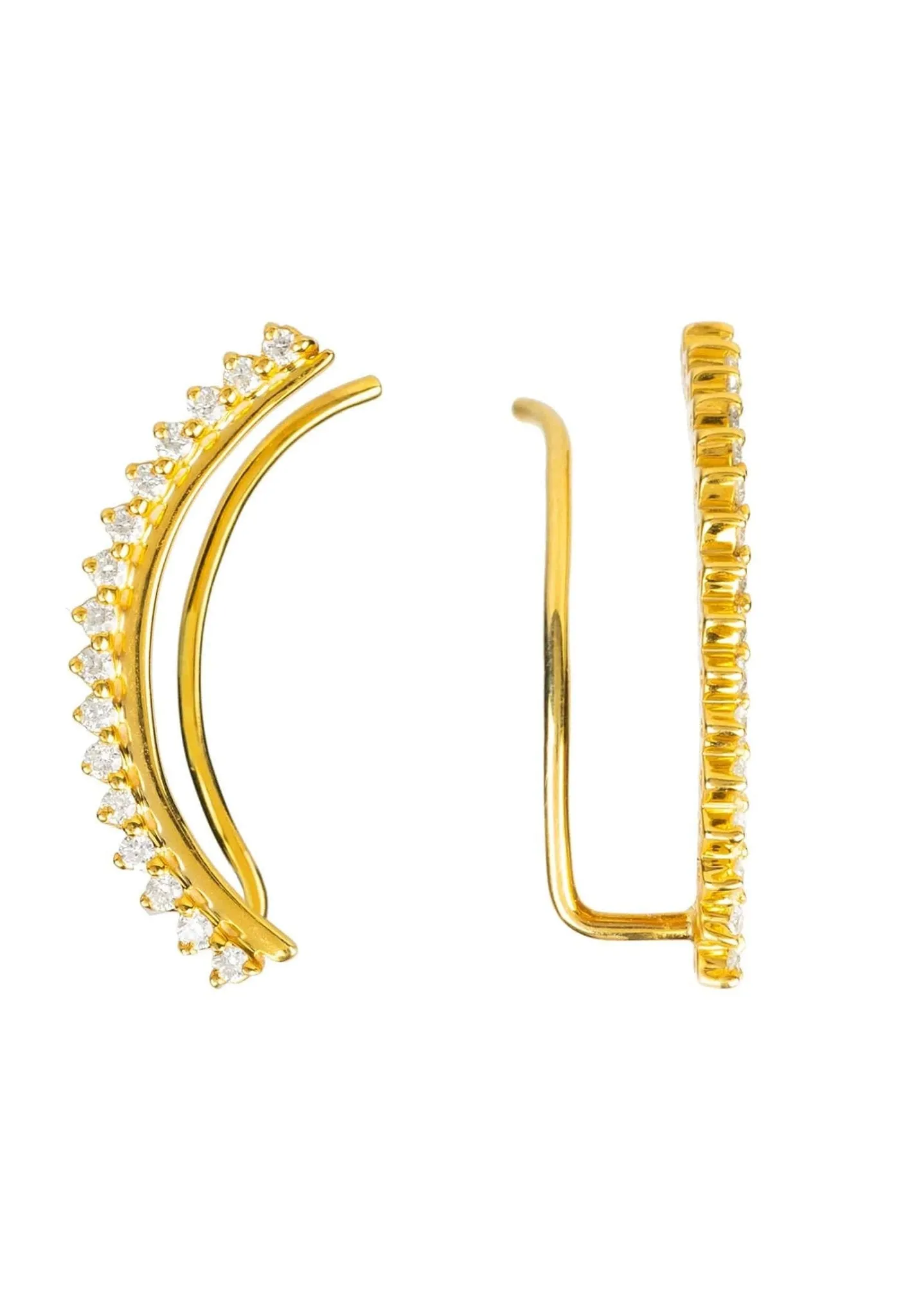 Diamond Arc Ear Climber Gold
