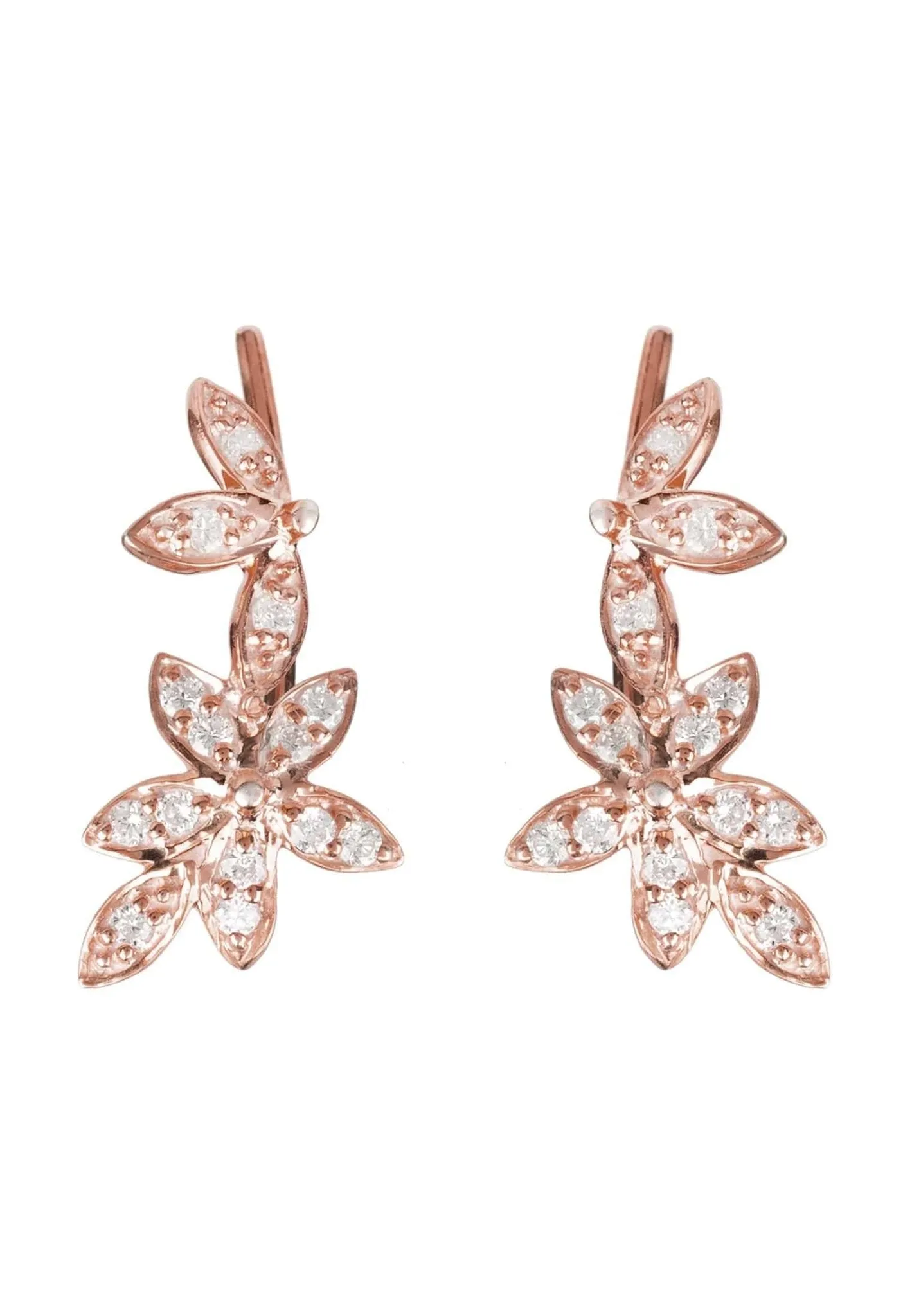 Diamond Flowers Ear Climber Rosegold
