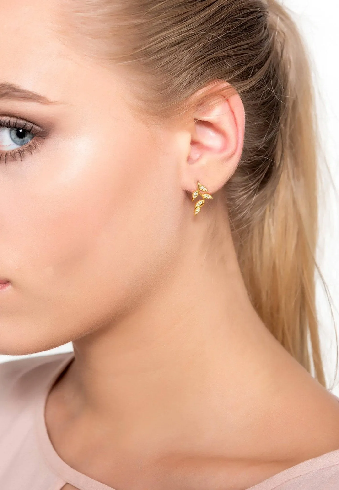 Diamond Leaf Ear Climber Silver