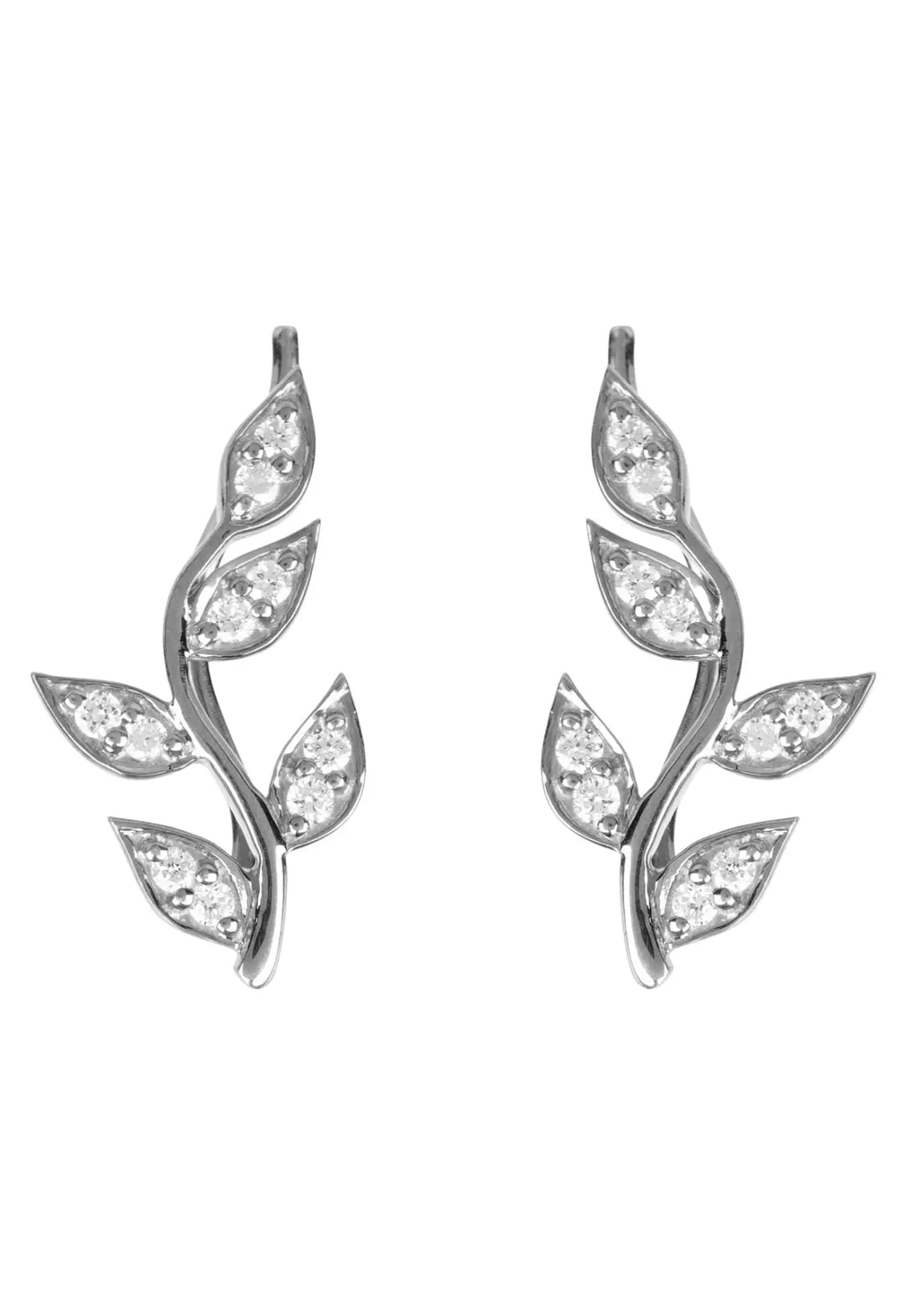 Diamond Leaf Ear Climber Silver