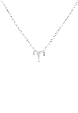 Diamond Zodiac Silver Necklace Aries