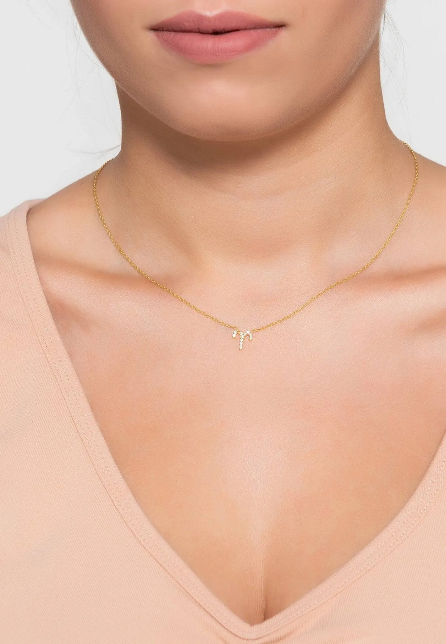 Diamond Zodiac Silver Necklace Aries