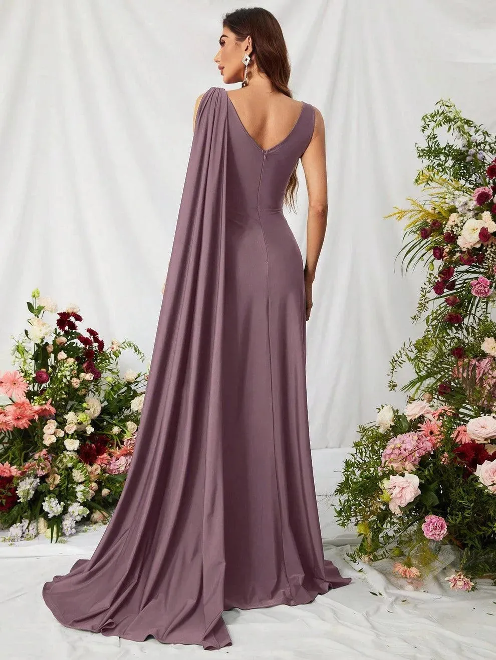 Elegant V Neck Sleeveless A Line Slit Dresses