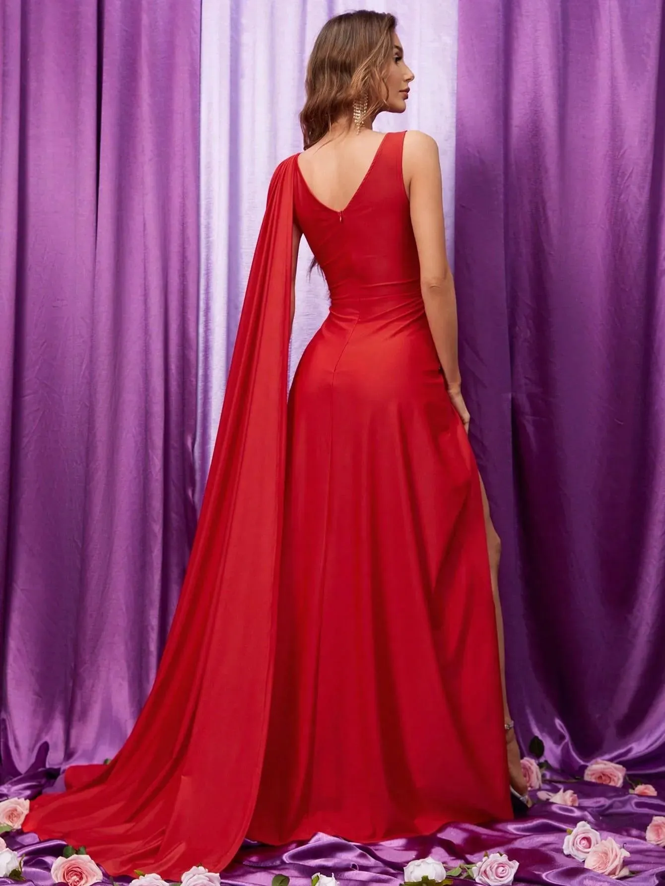 Elegant V Neck Sleeveless A Line Slit Dresses