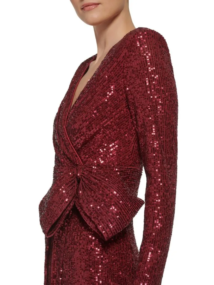 Eliza J sequin belted dress, Ruby Red