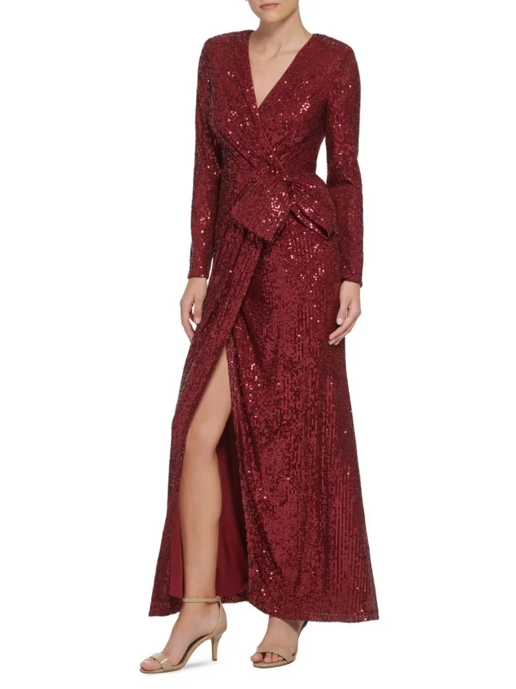 Eliza J sequin belted dress, Ruby Red