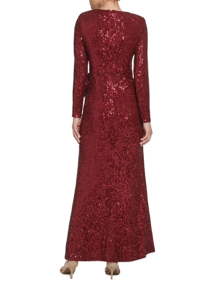 Eliza J sequin belted dress, Ruby Red