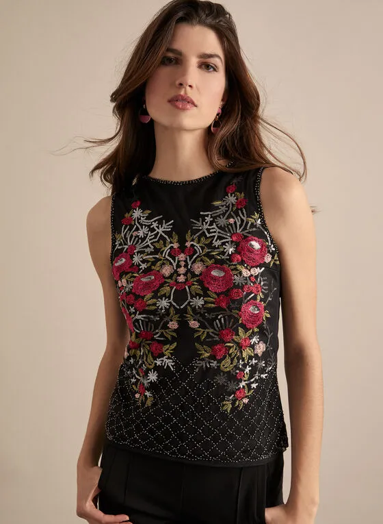 EMBROIDERED SEQUIN TOP- 208110U