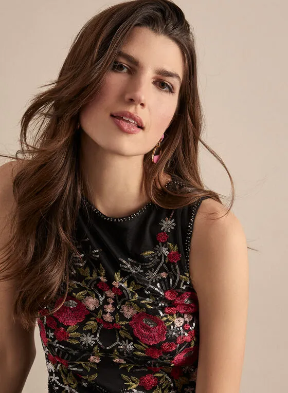 EMBROIDERED SEQUIN TOP- 208110U