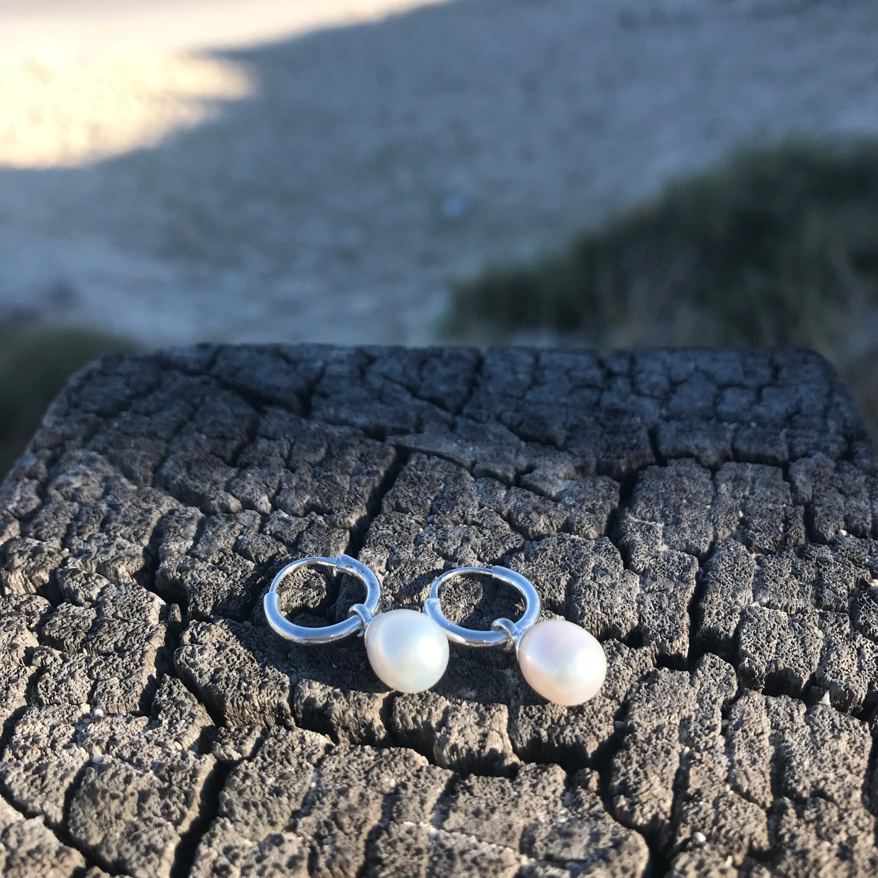 Eternal Summer Pearl Sleeper Earrings White