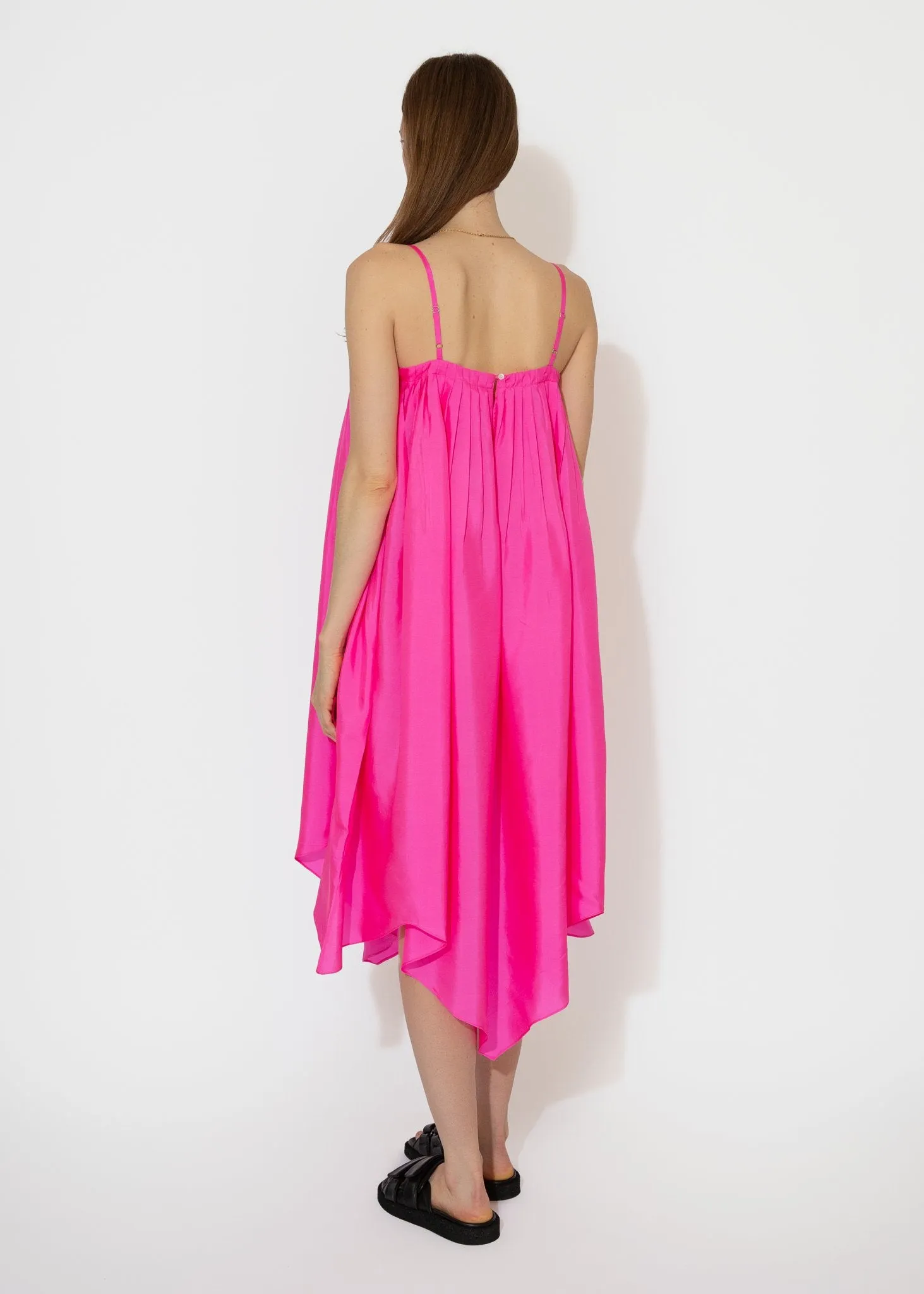 Etretat Print Handkerchief Dress in Fuchsia