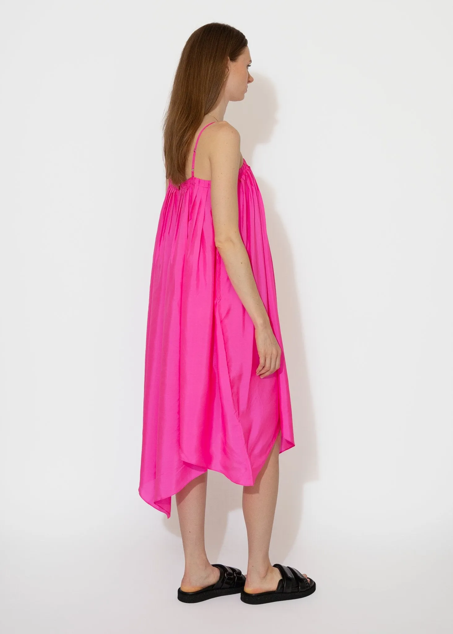 Etretat Print Handkerchief Dress in Fuchsia