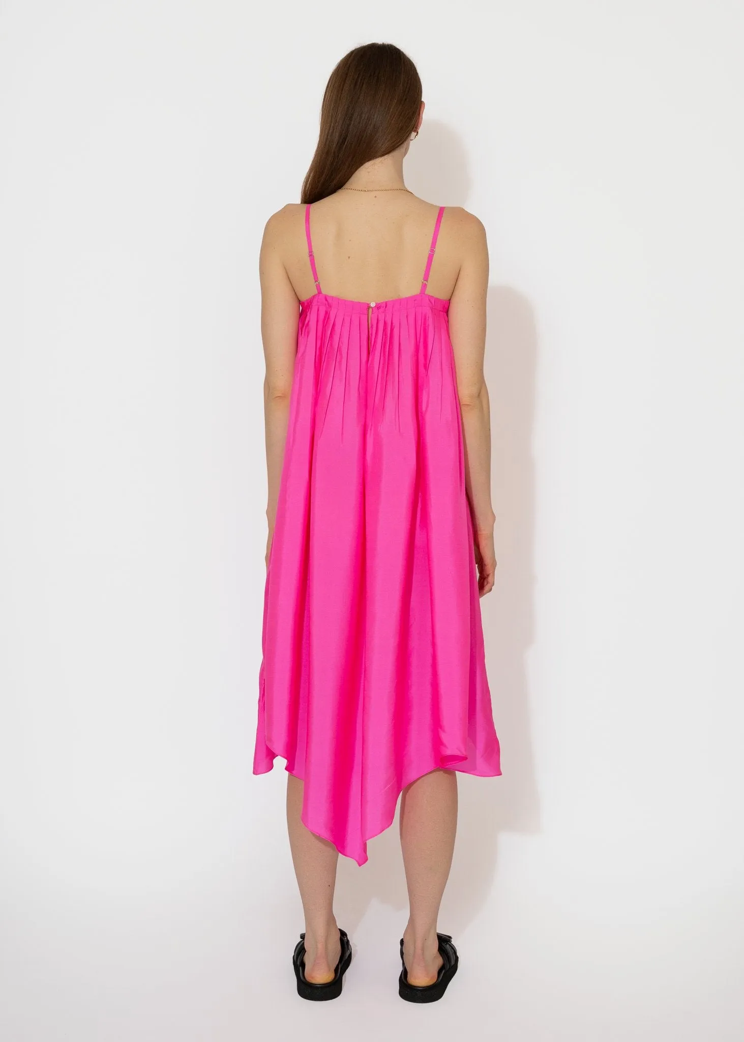 Etretat Print Handkerchief Dress in Fuchsia