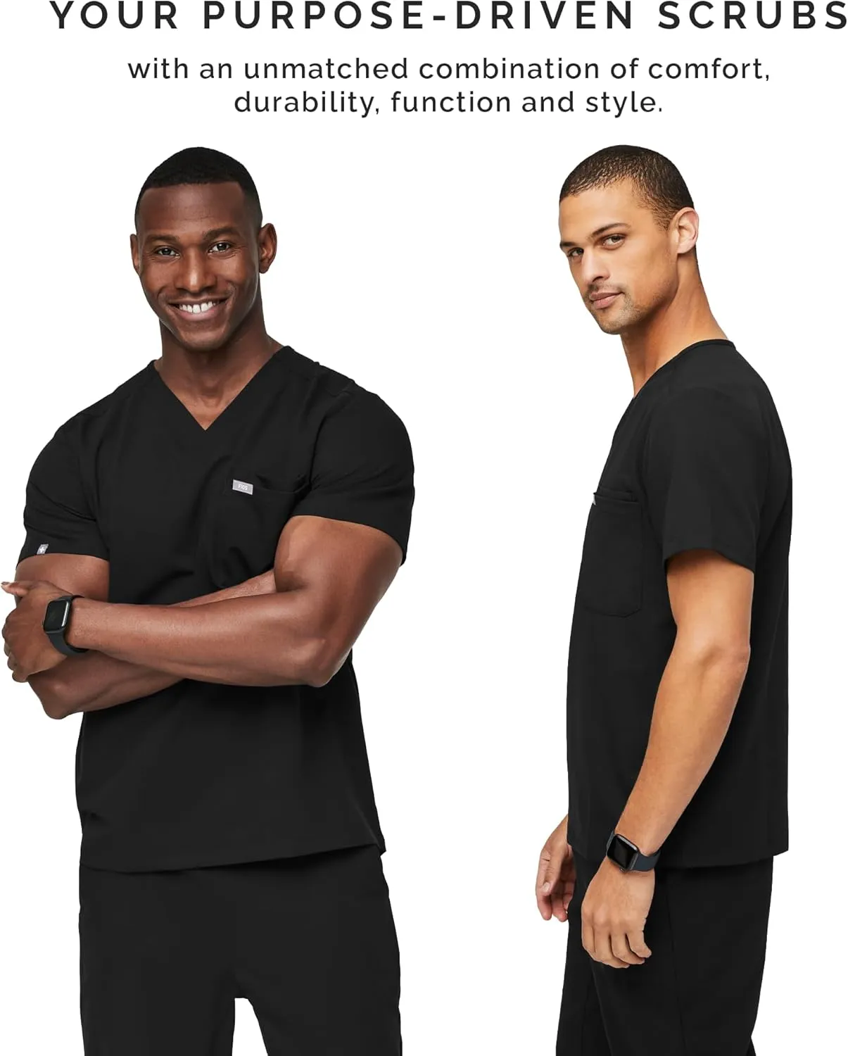 FIGS Leon Scrub Top for Men  3 Pockets, Tailored Fit, Modern V-Neck, 4-Way Stretch, Moisture-Wicking