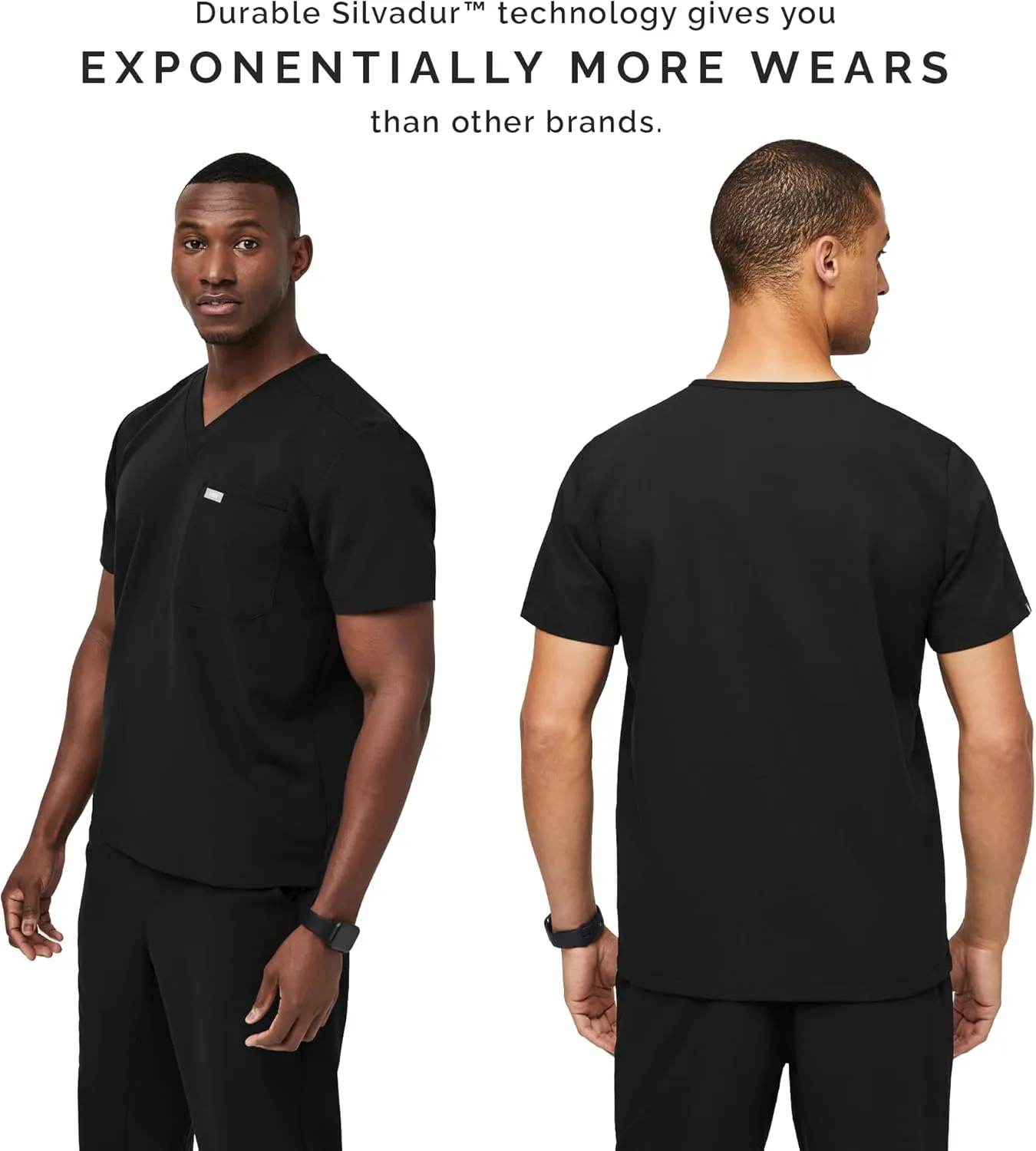 FIGS Leon Scrub Top for Men  3 Pockets, Tailored Fit, Modern V-Neck, 4-Way Stretch, Moisture-Wicking