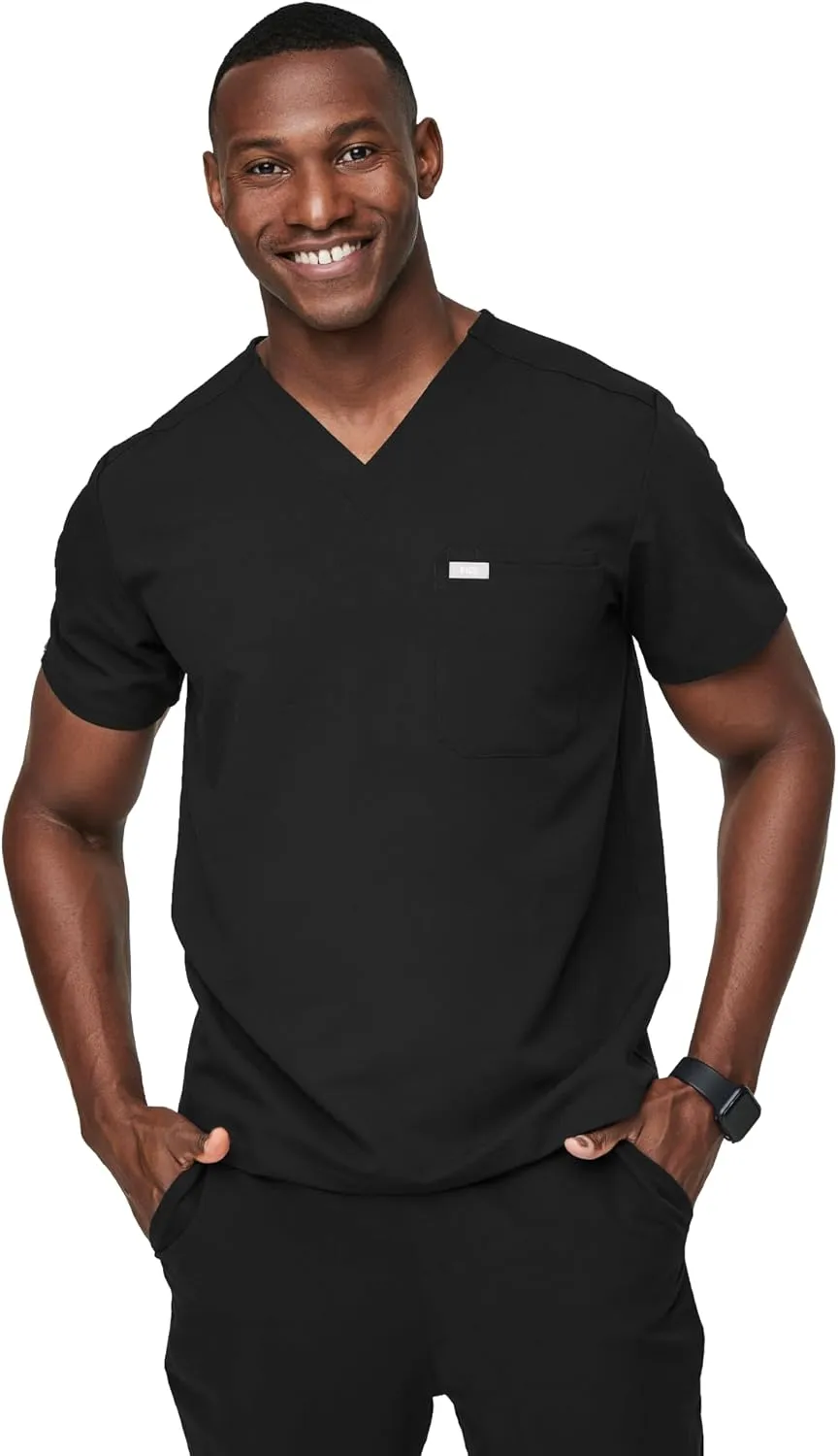 FIGS Leon Scrub Top for Men  3 Pockets, Tailored Fit, Modern V-Neck, 4-Way Stretch, Moisture-Wicking