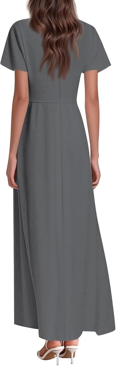 Floral Maxi Dresses for Women 2025 Summer Long Chiffon Elegant Flowy Dresses Spring Casual Wedding Guest Dress