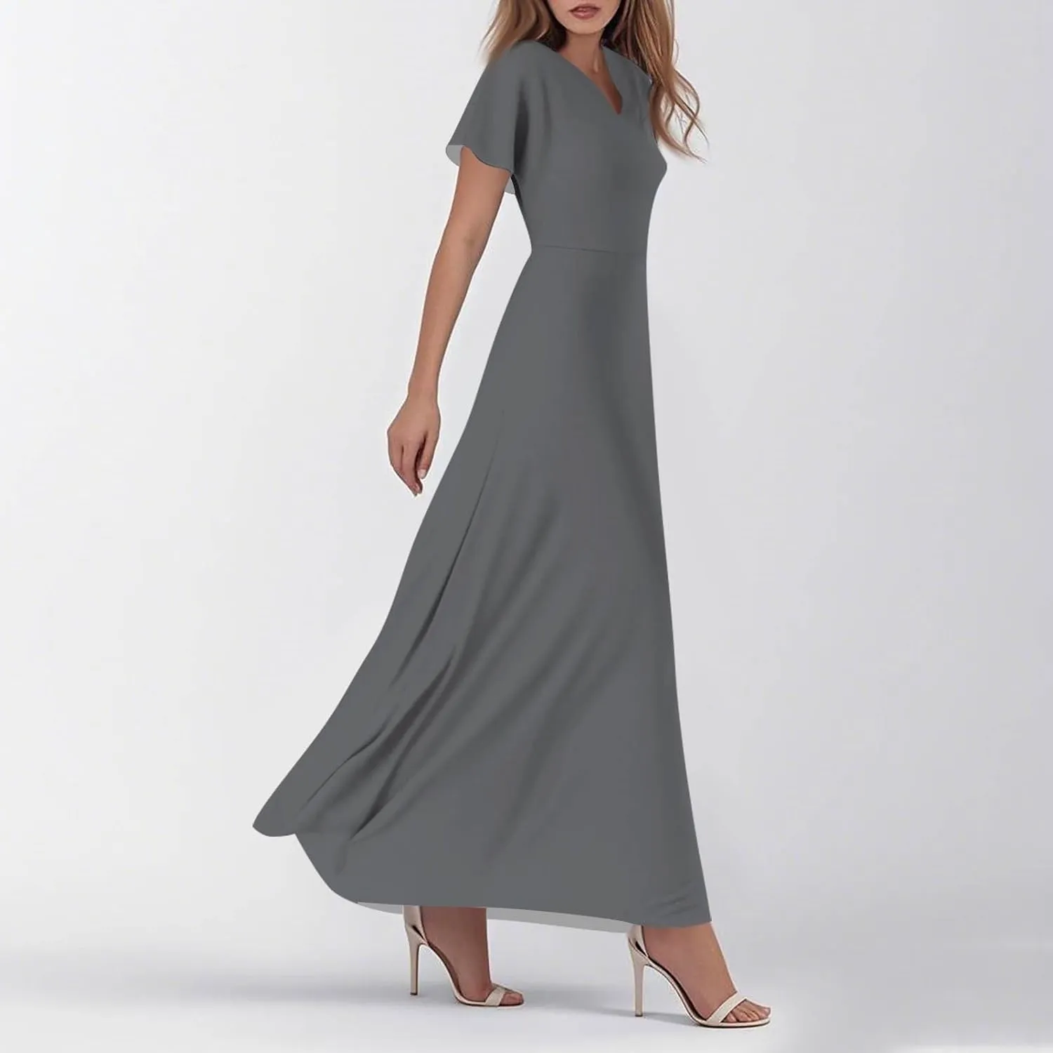 Floral Maxi Dresses for Women 2025 Summer Long Chiffon Elegant Flowy Dresses Spring Casual Wedding Guest Dress