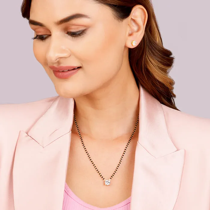 Golden Classic Solitaire Mangalsutra Set