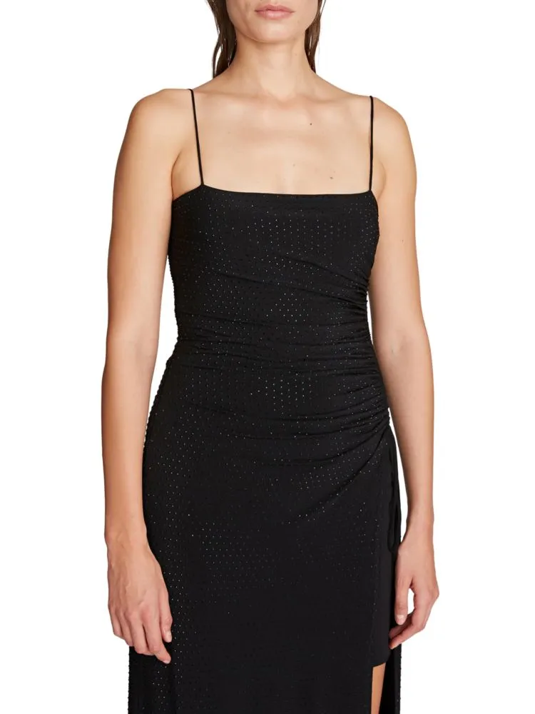 Hanna Jersey Dress with Halston Crystals, Black
