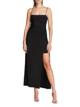 Hanna Jersey Dress with Halston Crystals, Black
