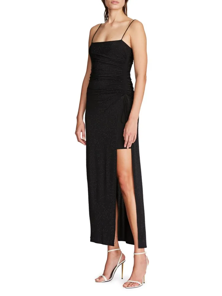 Hanna Jersey Dress with Halston Crystals, Black