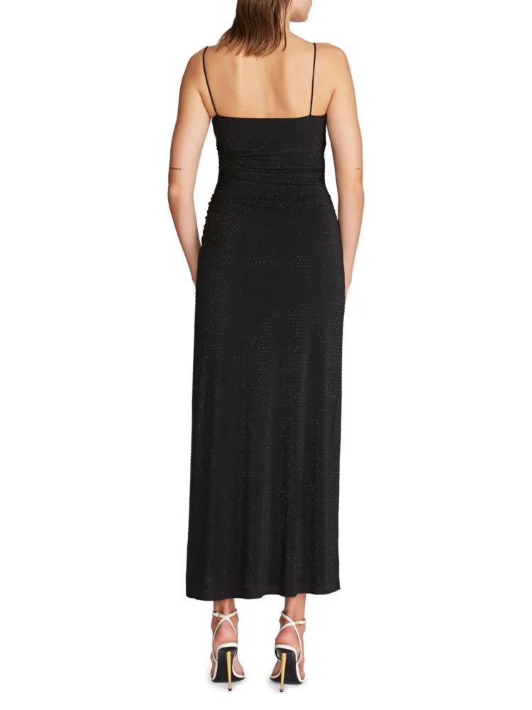 Hanna Jersey Dress with Halston Crystals, Black