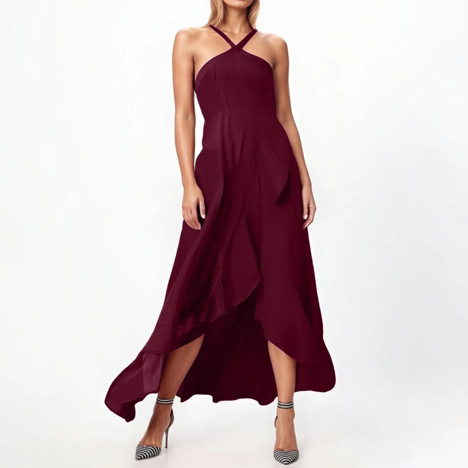 Hawaiian Dresses for Women Plus Size Sleeveless Sundress Casual Loose Plain Long Dresses Summer Vacation Maxi Dress