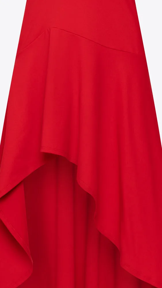 High Low Flared Tube Dress - Perfect Red