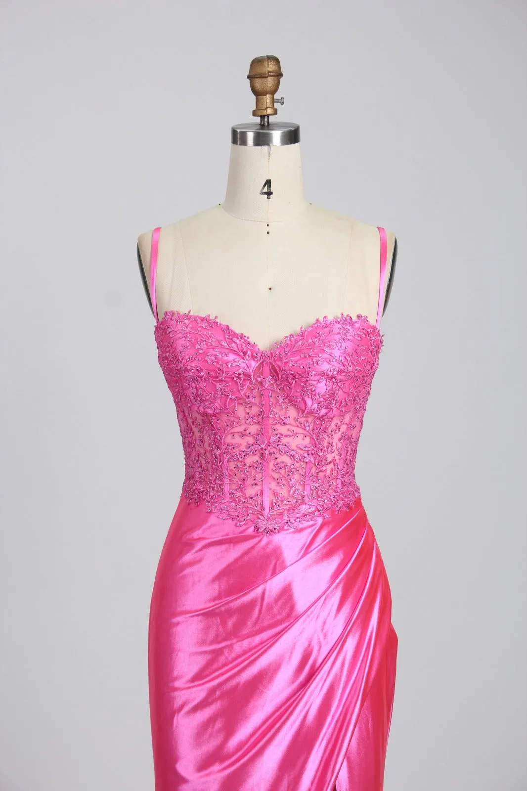 Honey Couture MYORA Embellished Bustier Satin Mermaid Formal Dress