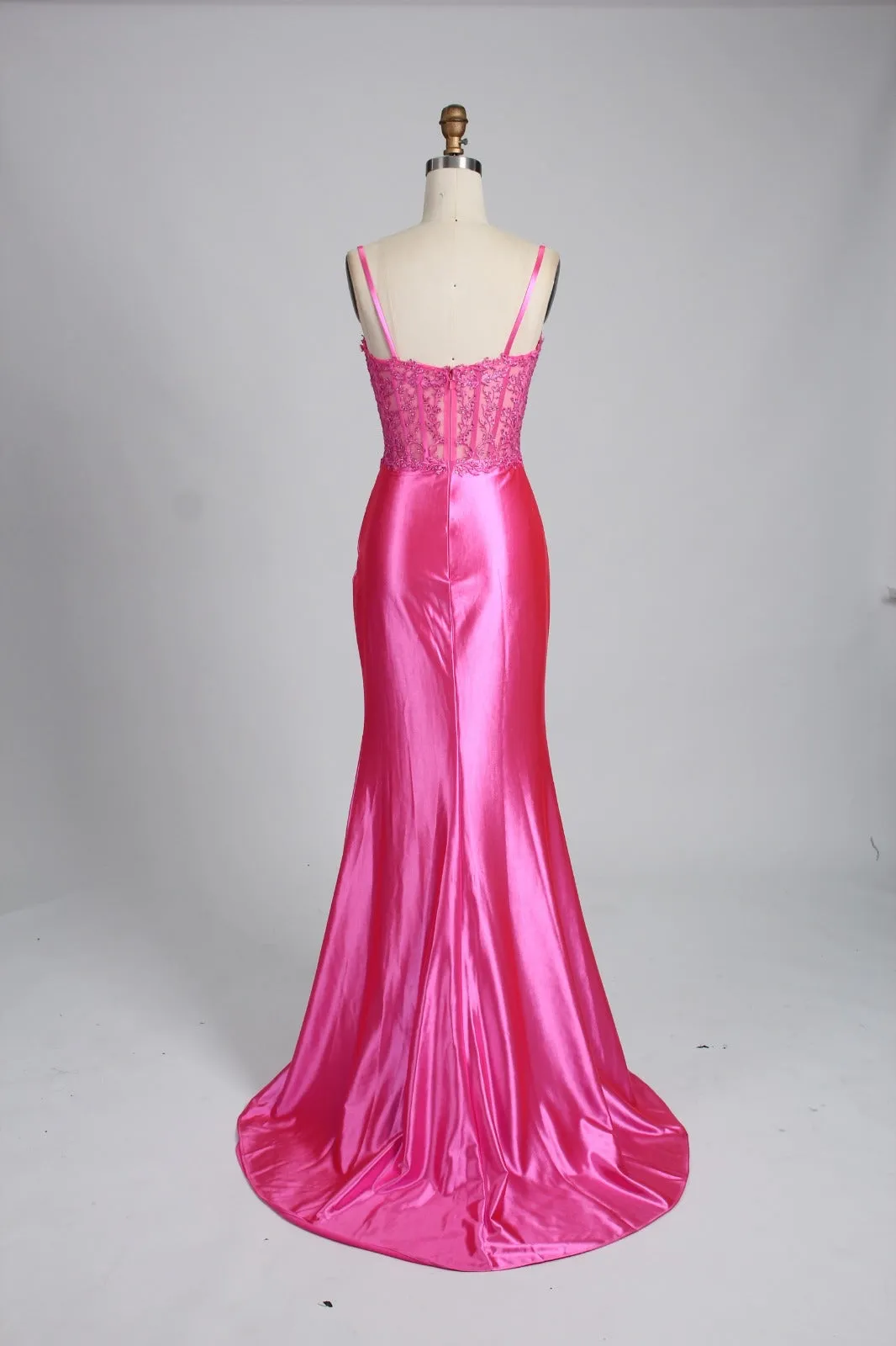 Honey Couture MYORA Embellished Bustier Satin Mermaid Formal Dress