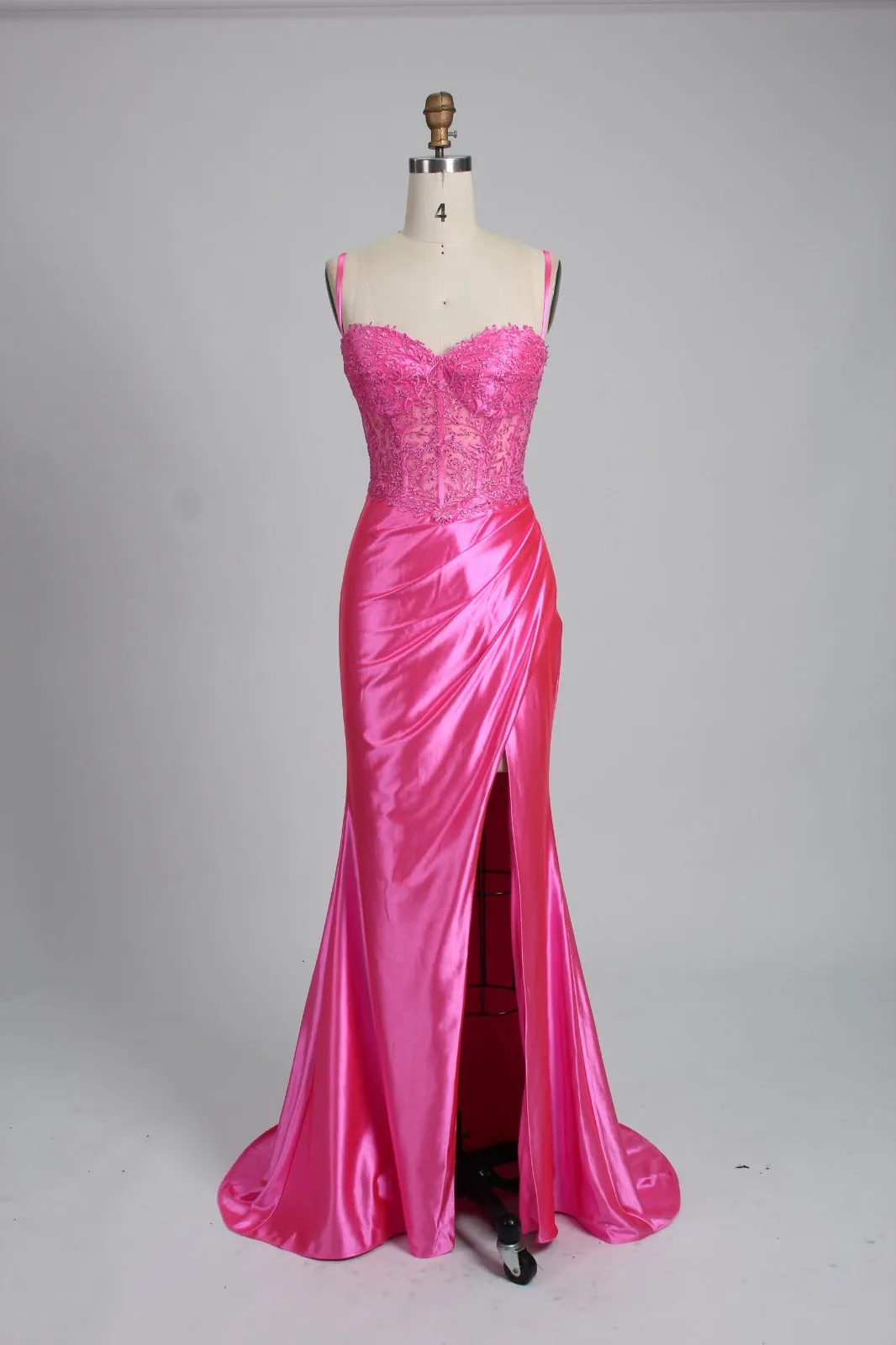 Honey Couture MYORA Embellished Bustier Satin Mermaid Formal Dress