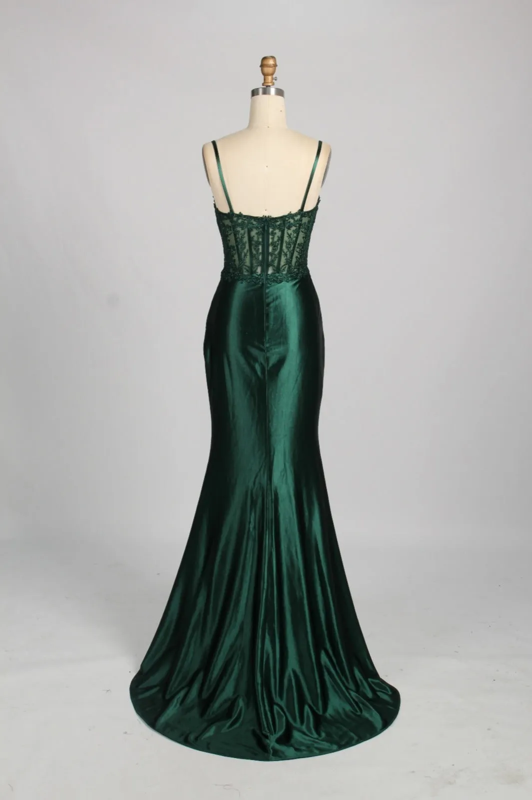 Honey Couture MYORA Embellished Bustier Satin Mermaid Formal Dress