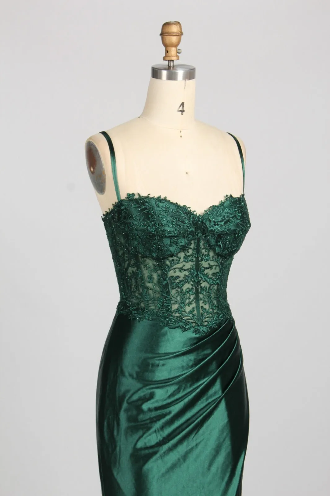 Honey Couture MYORA Embellished Bustier Satin Mermaid Formal Dress