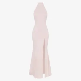 Juliette Stretch Maxi Dress with Crew Neck and Slits House Of Cb red