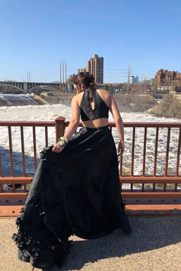 Kateprom Beautiful Black Satin Prom Dresses Modest A Line Party Gowns KPP1461