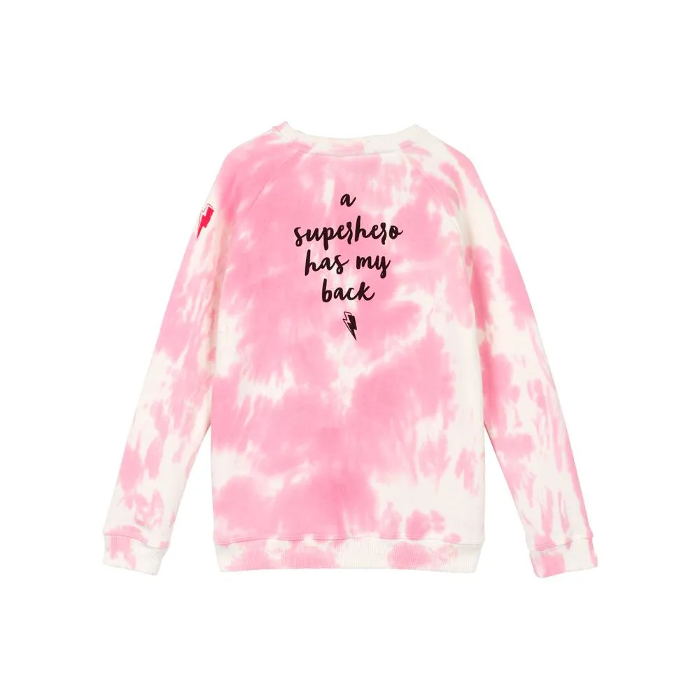 Kids Super Soft Sweatshirt - Pink and white tie dye