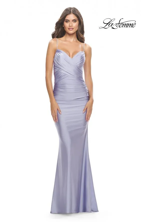 La Femme 31222 Rhinestone Surplice Godet