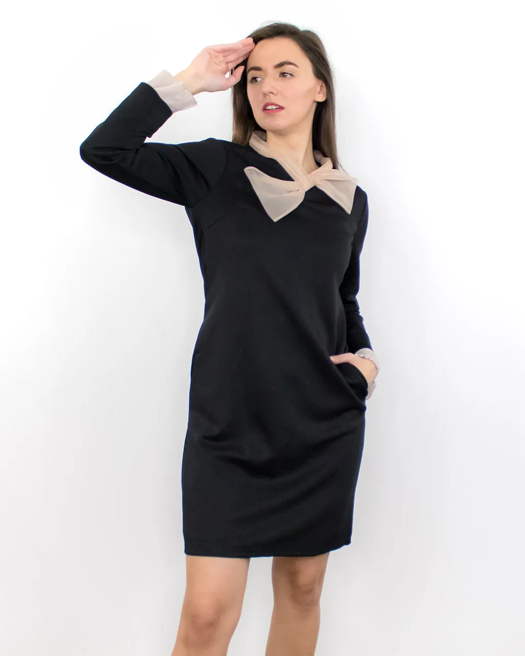 Lana Black Long Sleeve Dress with Pockets