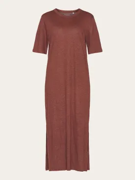 Linen short sleeved t-shirt dress - Tiramisu