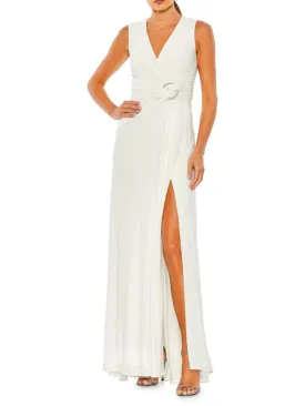 Mac Duggal Draped A-Line Dress, White