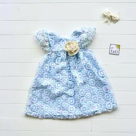 Magnolia Dress in Blue Circlet Lace