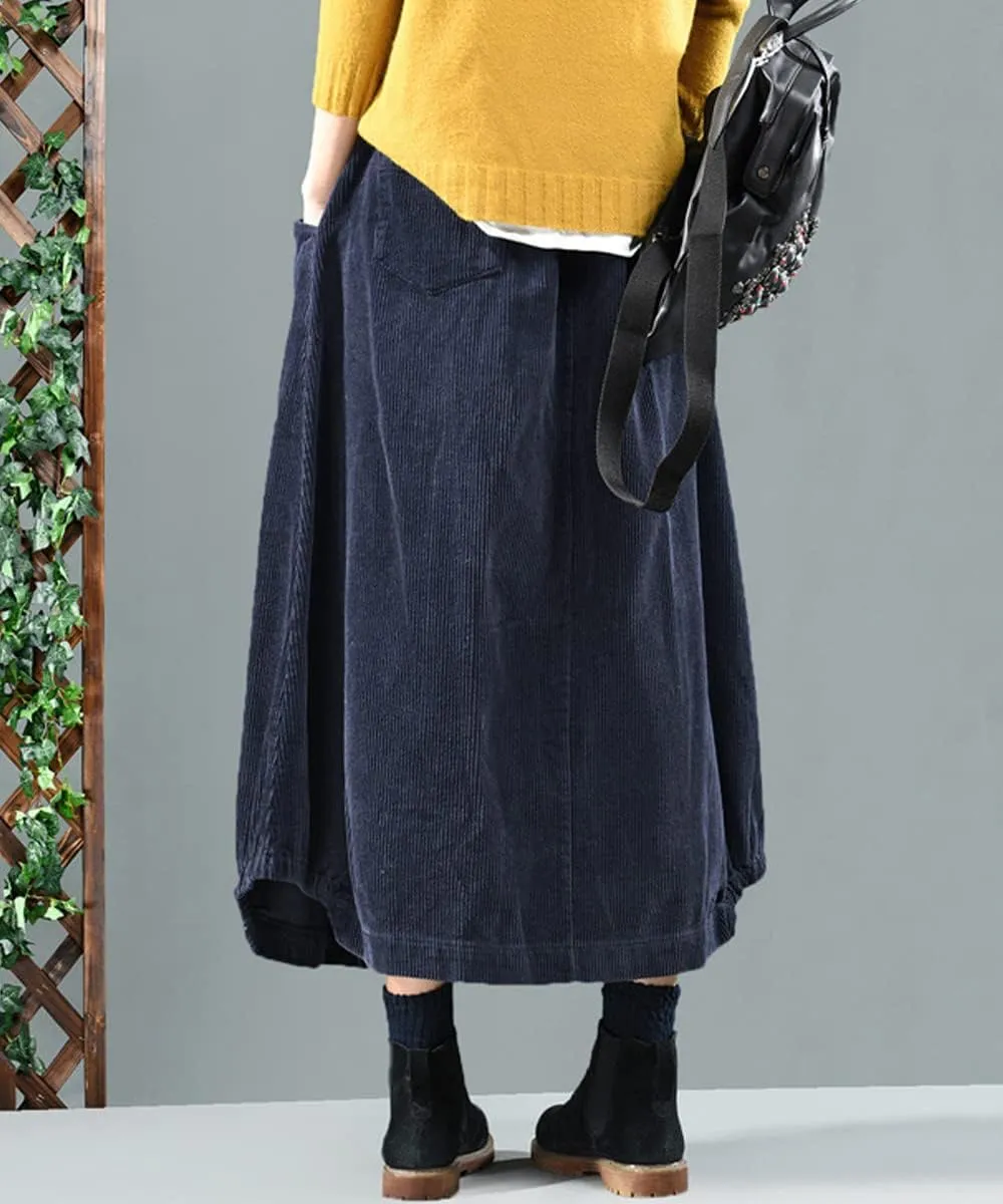 MedeShe Women's Classic High Elastic Waist Autumn Winter Midi Long Skirt