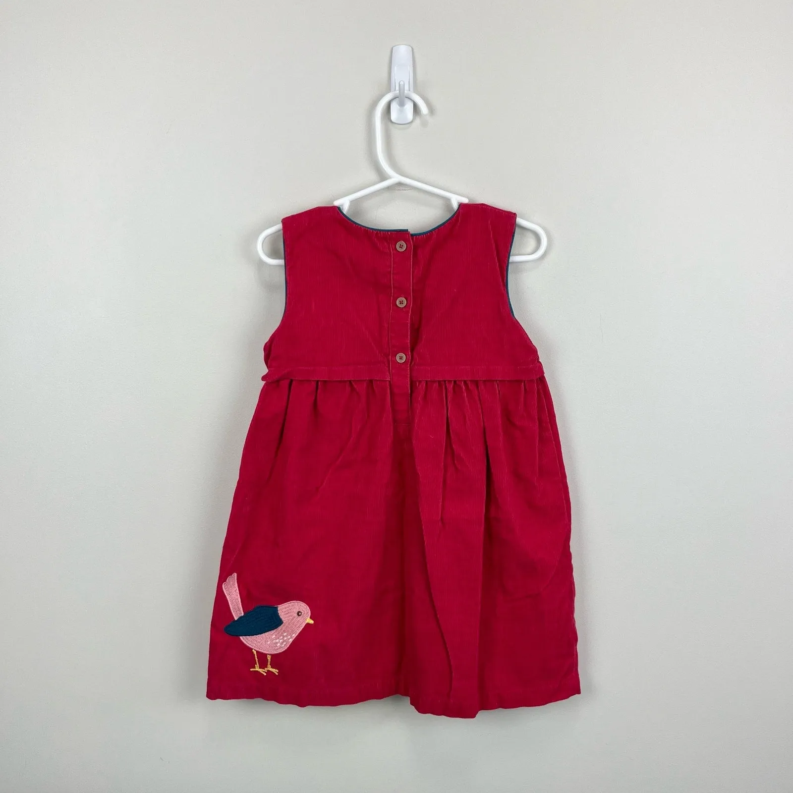 Mini Boden Pink Embroidered Bird Jumper Dress 2-3