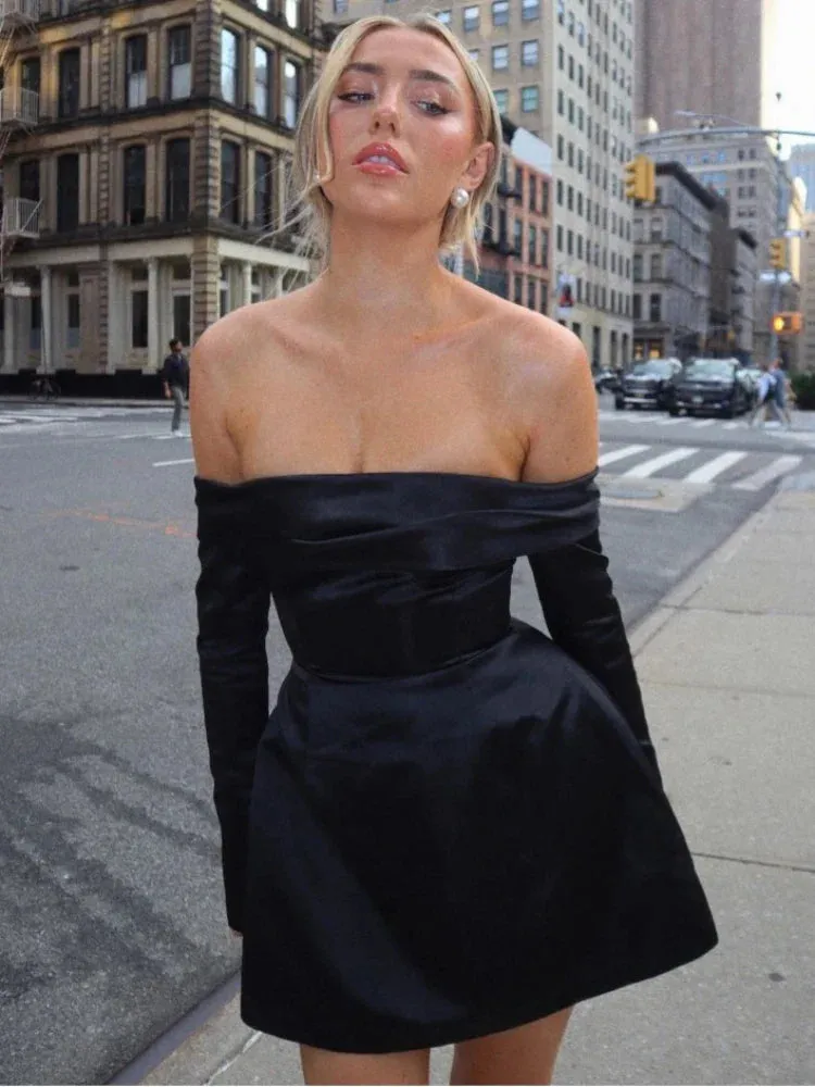 Mini Sexy Waist Solid Holiday A-line Shoulder Off Evening Party High Dress