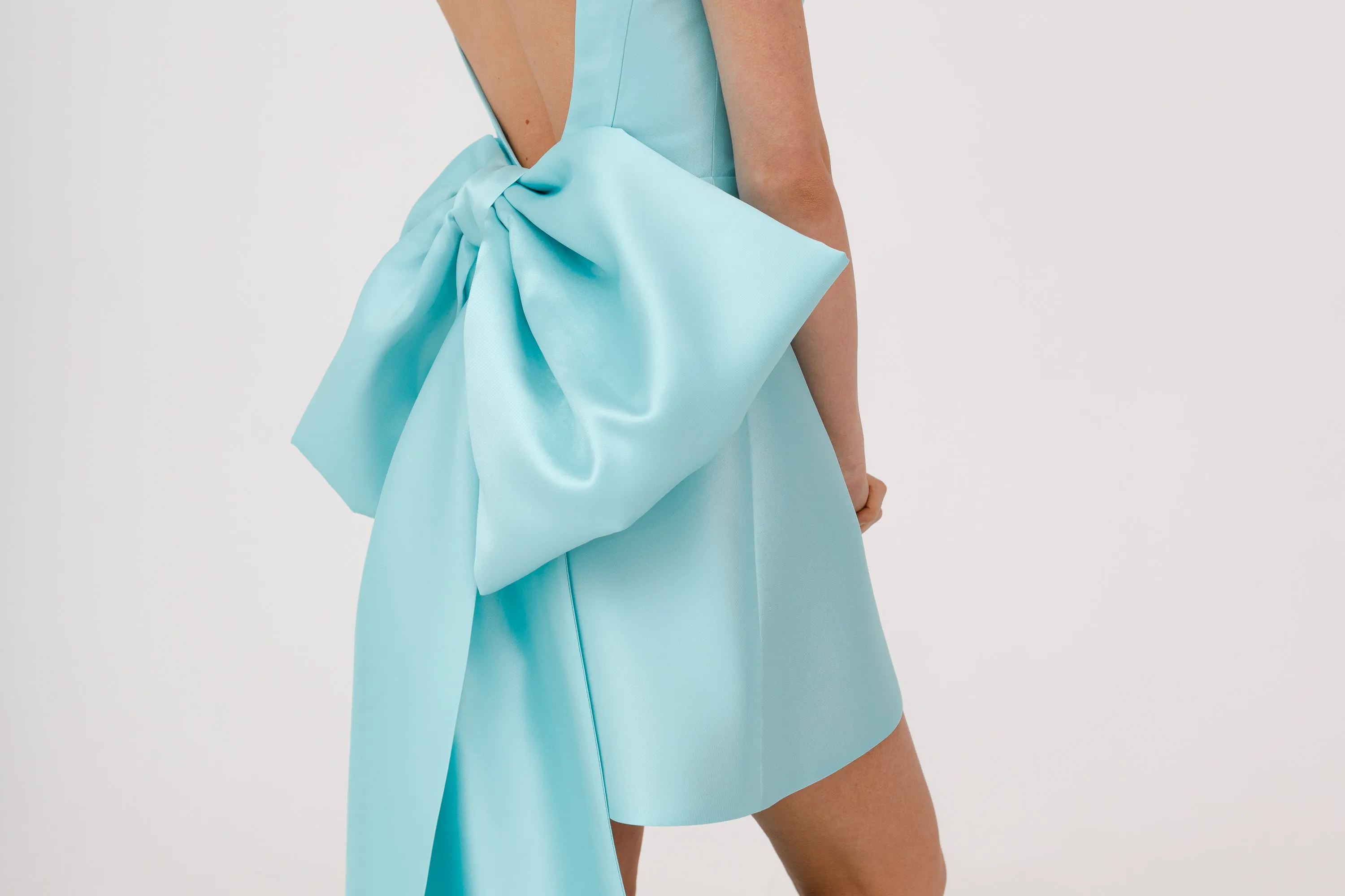 Mint Mikado Evening Dress Tofa with Huge Bow