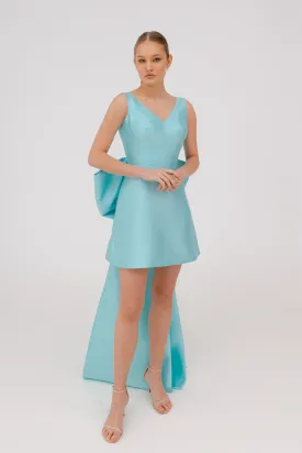 Mint Mikado Evening Dress Tofa with Huge Bow