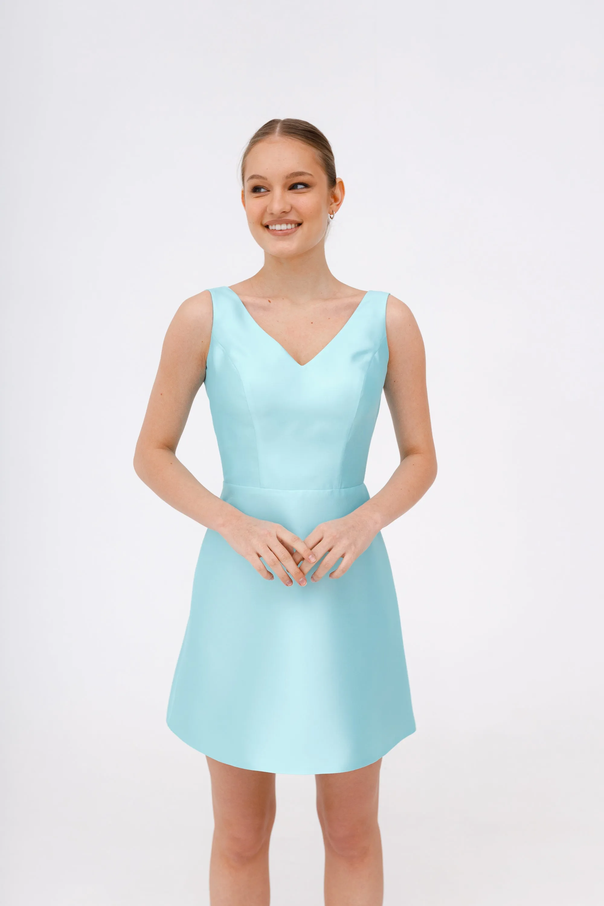 Mint Mikado Evening Dress Tofa with Huge Bow