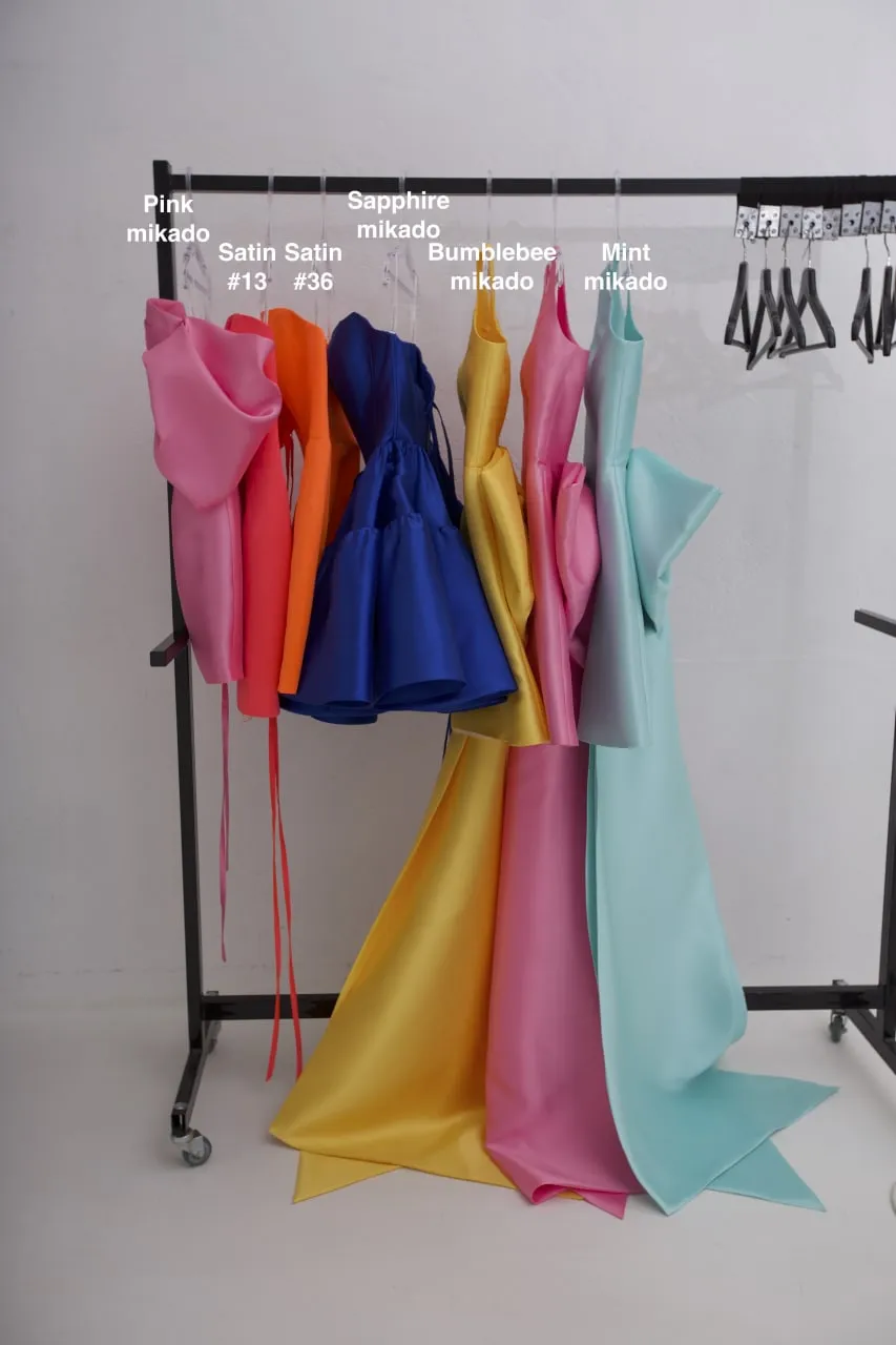 Mint Mikado Evening Dress Tofa with Huge Bow