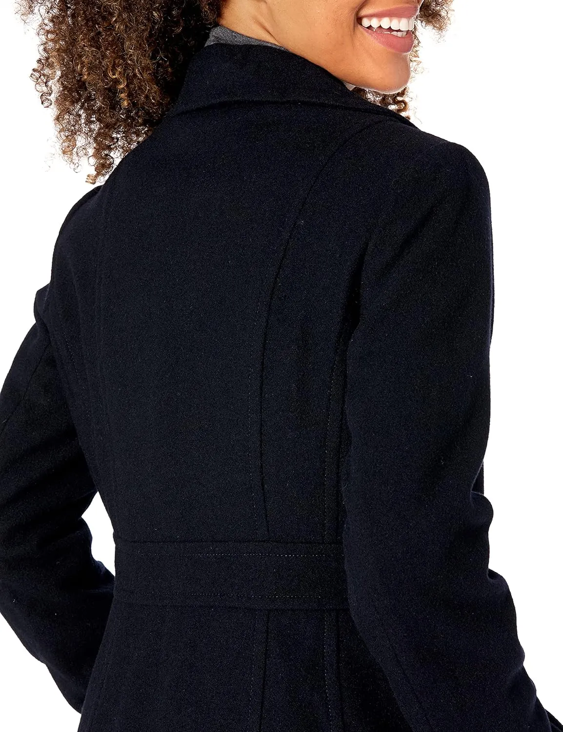 Nautica Women's Peacoat Wool Blend Double Breasted Winter Coat
